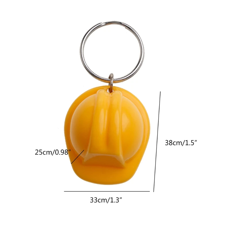 Plastic Safety Helmet Keychain Key Ring 3D Hard Hat Key Chain Creative Bag Pendant Charm Accessories Birthday Gift