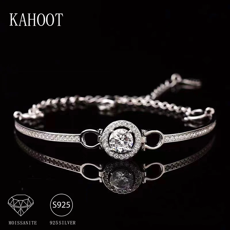 925 Sterling Silver 1 Carat Moissanite Round Bag Bracelet Chain Stylish And Gentle Design High-end Light Luxury Niche Lady  Girl