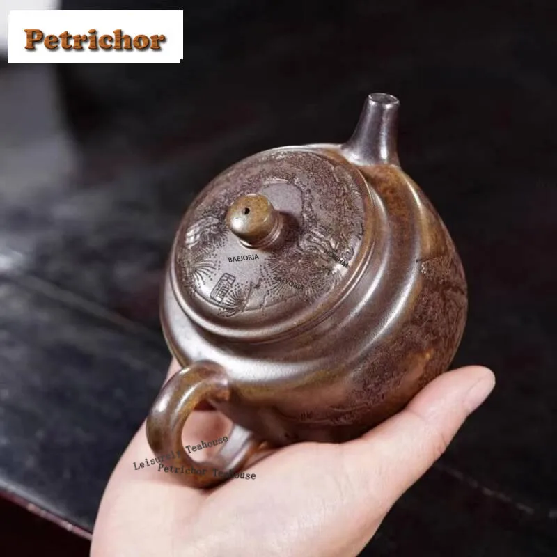 200ml Creative Yixing Purple Clay Teapot Handmade De Zhong Pot Raw Ore Wood-fired Porcelain Mud Kettle With Infuser Zisha Teaset