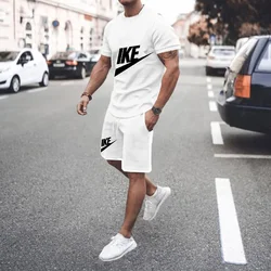 2024 Y2K Summer Street Men's Daily Casual Fashion Loose Comfortable Short Sleeve Outdoor Trend Shorts NIKE Fashion Stripe Print