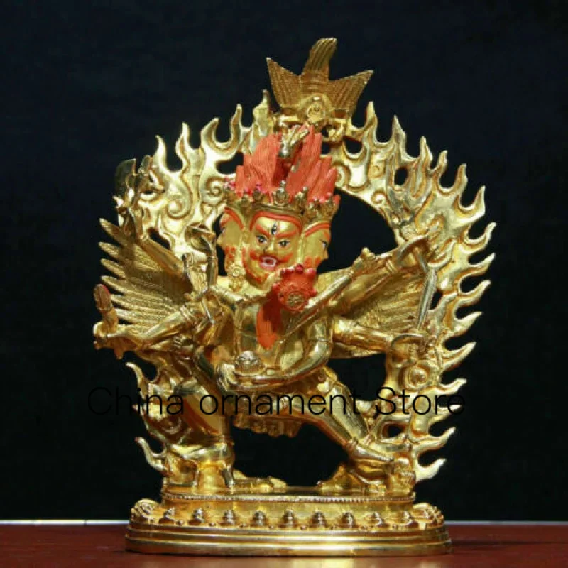 

21cm Bronze Gold Plated Vajra Bodhisattva Hayagriva King Ma Tau Ming Buddha Statue