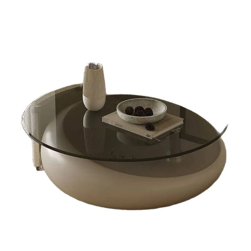 

Round cream new coffee table rotatable storage living room household small apartment light luxury high-end Italian style