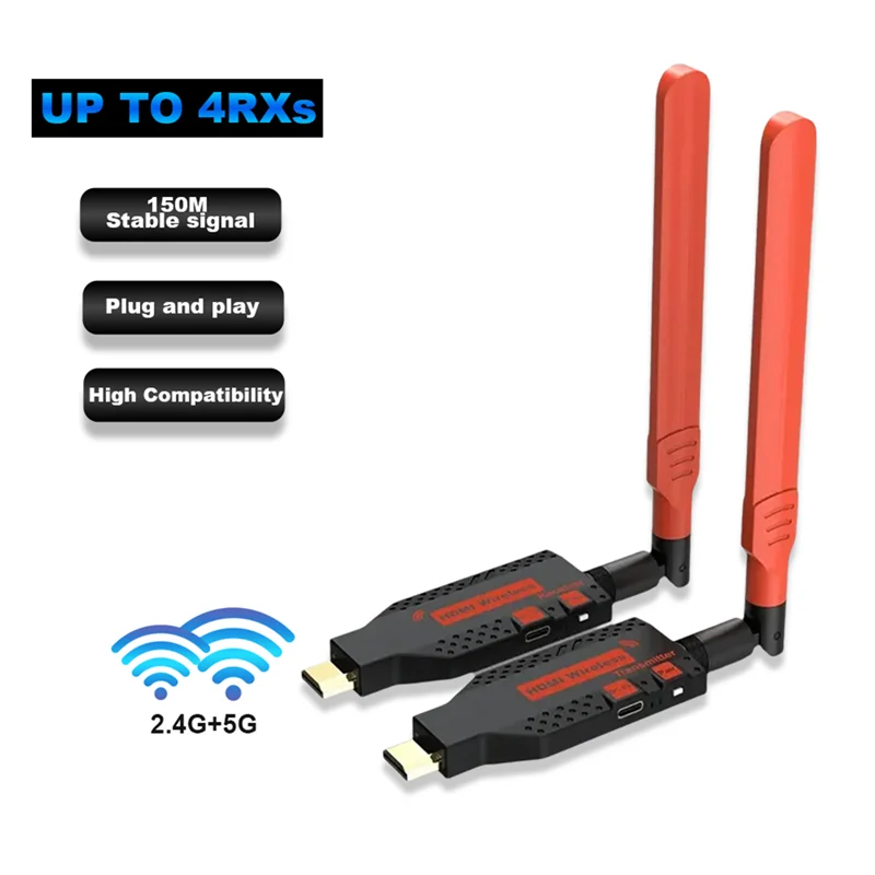 150M Wireless -Compatible Transmitter Receiver Display Dongle Wireless Extender Adapter For PC Laptop TV Projector Durable