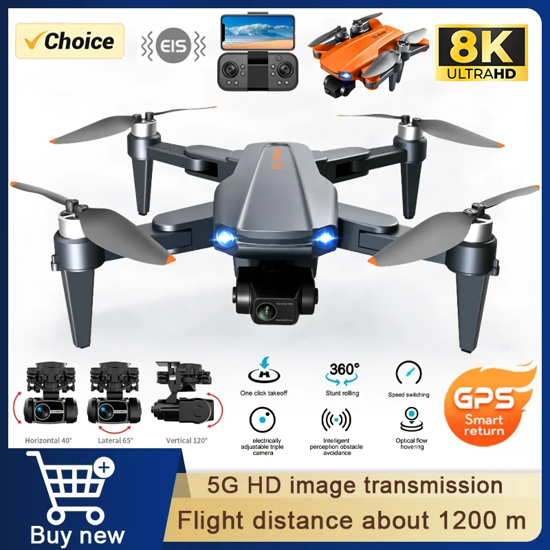 RG106 PRO Drone pieghevole professionale 8K HD doppia fotocamera con GPS WIFI grandangolare FPV trasmissione in tempo reale distanza RC 2KM