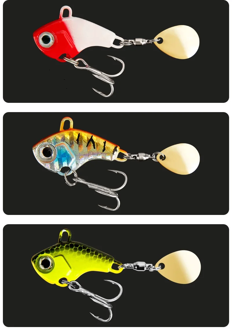 Angeln Locken Set 5 stücke Wobble Rotierenden Metall VIB Vibration Köder Spinner Löffel Jig Meer Lockt Künstliche Harte Köder Pailletten angelgerät – Detail 10