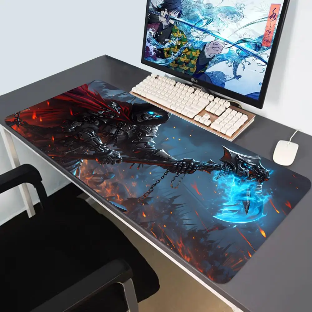 

HYBXAXC Gothic Blue Flame Reaper Mouse Pad, Gaming Desk Mat, Extended Keyboard Pad with Cool Dark Art, for Anime Horror Fans