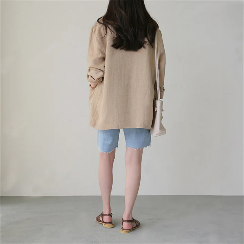 Women Spring  Autumn Solid Suit Jacket Office Commuter Thin  Single Button Casual Loose Leisure Small Suit Jacket Women