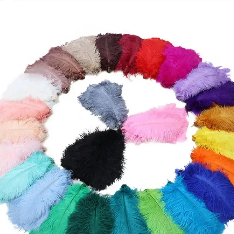 

Dyed Natrual Large Ostrich Feathers For Home Wedding Party Decoration Dress-up Hat DIY Crafts 10Pcs/Lot Colorful Ostrich Feather