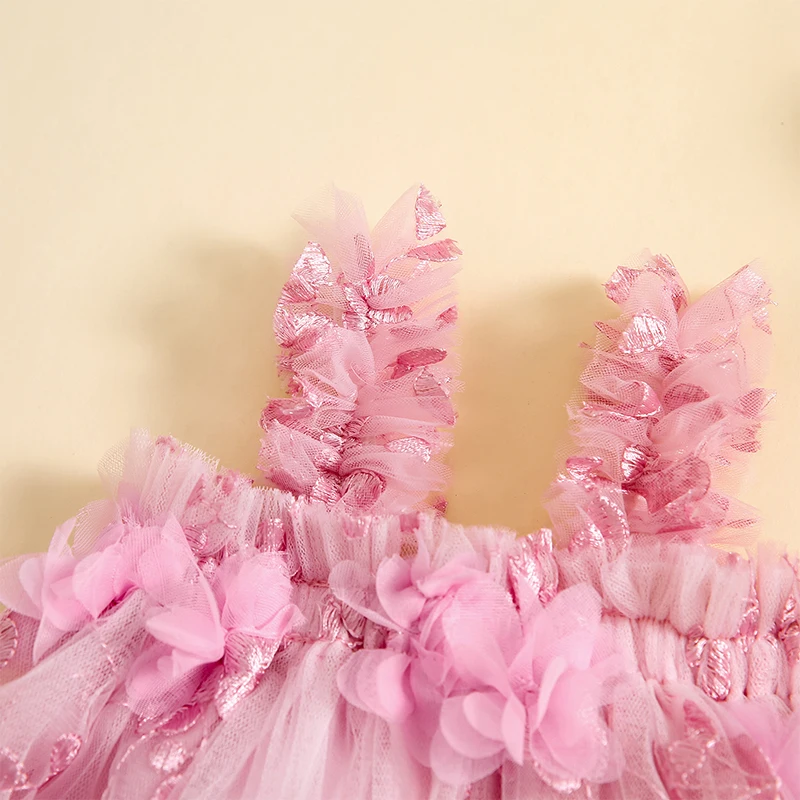 Toddler Girl Dress 3D Flower Summer Sleeveless Tulle Tutu Princess Dresses for Wedding Birthday Photoshoot
