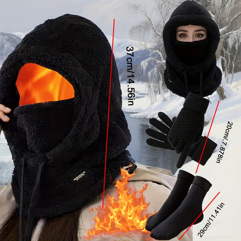 Set da sci termico invernale da 1 pezzo: maschera per il viso, guanti, stivali per lo sci, lo snowboard, le attività all'aperto, l'attrezzatura per la stagione fredda per -40 ° C