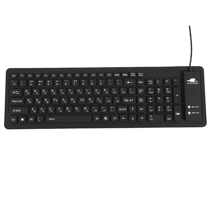 103Keys Silicon Keyboard Russian Layout USB Interface Keyboard Flexible Foldable Wired Keyboard For PC Desktop Laptop