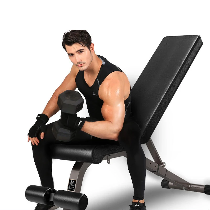 MIYAUP-Men's Special Large Backrest, Adjustable Height, High Indoor Crunches Exercise, Fitness Dumbbell Bench