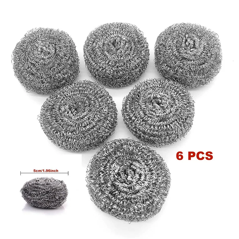 6/12 PCS Stainless Steel Scrubber, Scrubbing Scouring Pad, Steel Wool Scrubber for Kitchens, Bathroom and More Strong Resistance