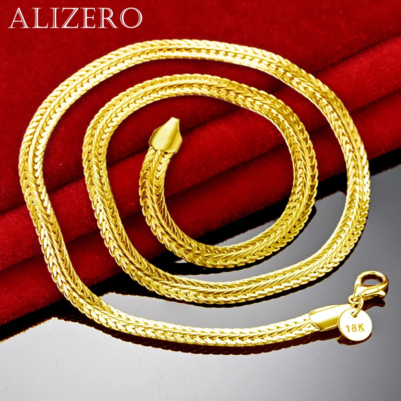 

ALIZERO 18K Gold 6mm Sideways Chain Necklace For Women Men Wedding Birthday Party Gift Fashion Charm Jewelry