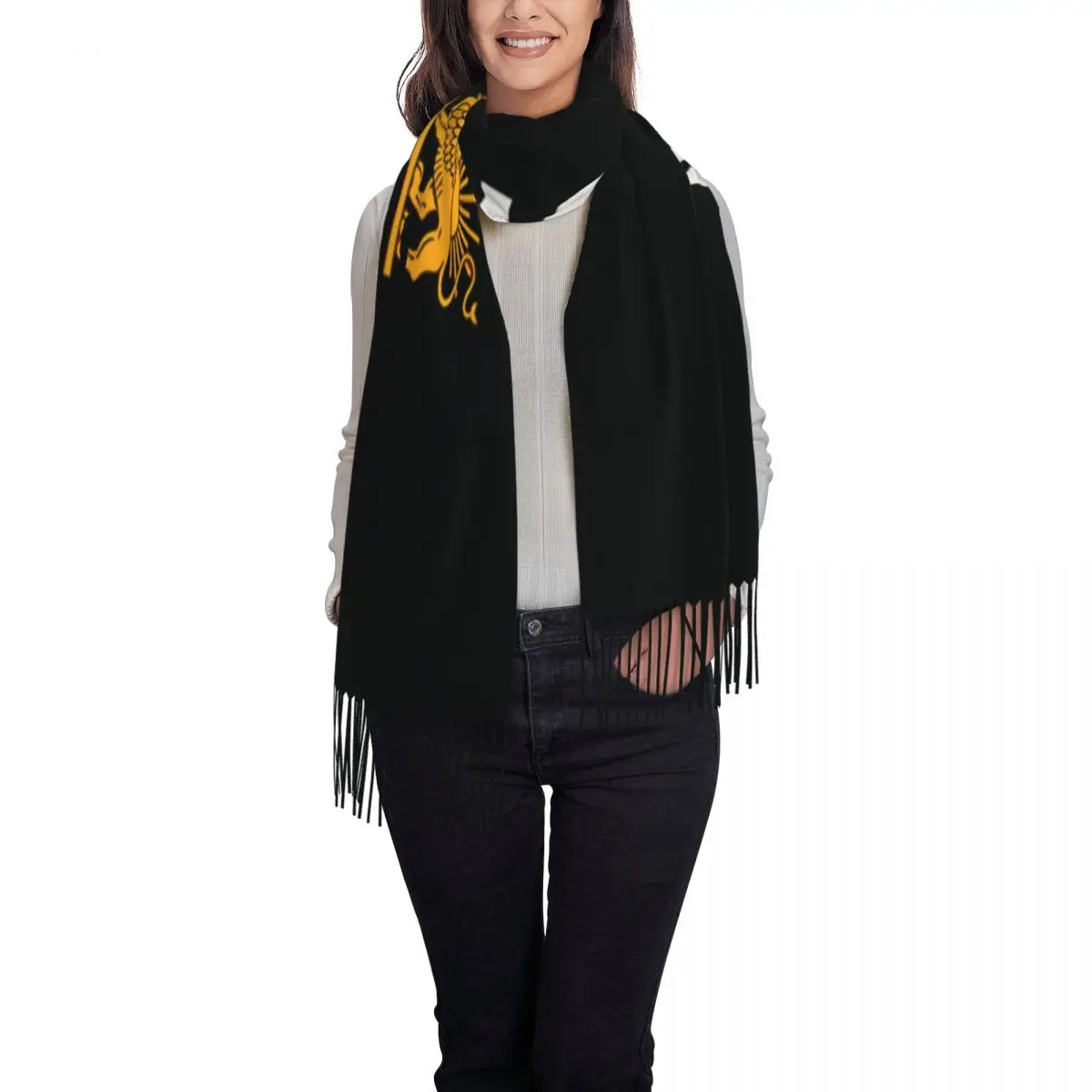 Keep Warm Scarf Winter Make Iran Great Again Shawls and Wrap Iranian National Emblem Gold Lion Bufanda Female Headwear Scarves