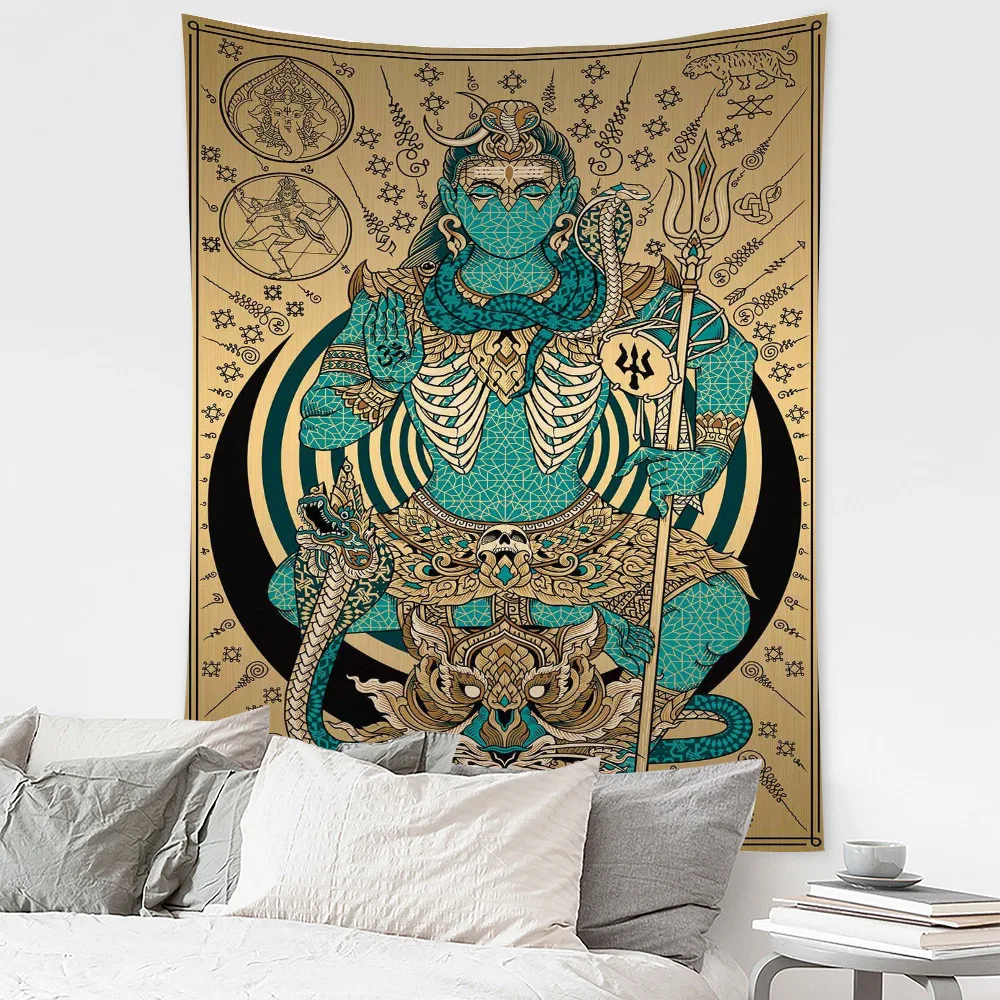 

Indian Deity Meditation Wall Hanging Tapestry Art Deco Blanket Curtain Hanging At Home Bedroom Living Room Decoration