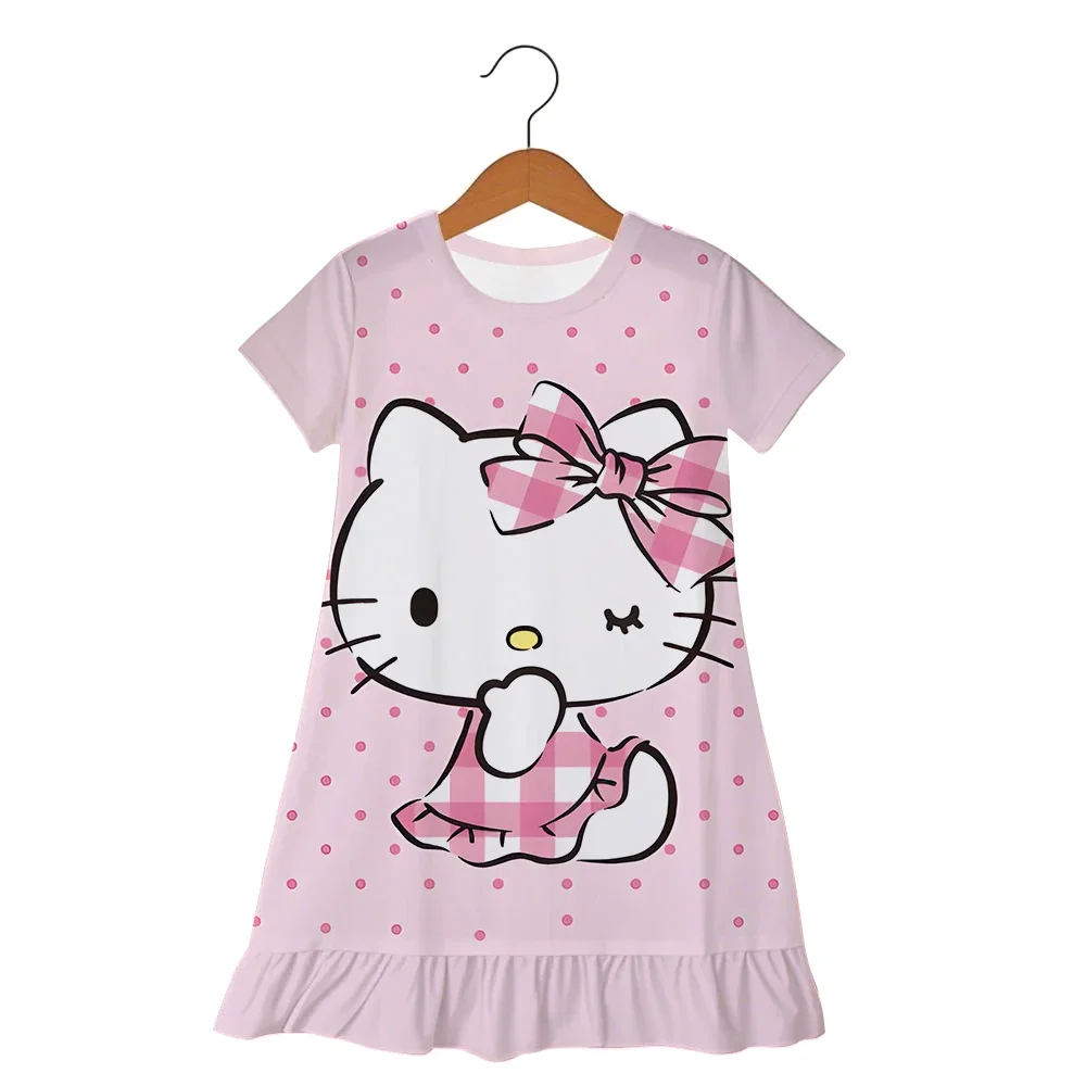 

Платье для девочек, летняя модная повседневная юбка Hello Kitty для детей 3-6 лет, пижамы для детей
