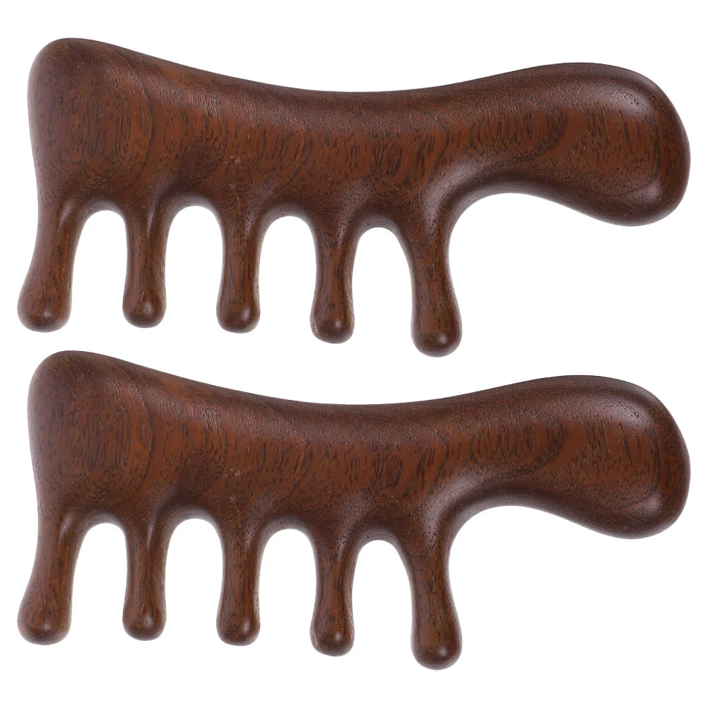 

2 Pcs Sandalwood Comb Crimper Hair Tool Massage Tools Head Wooden for Women Detangler Scalp Wide Tooth Curly