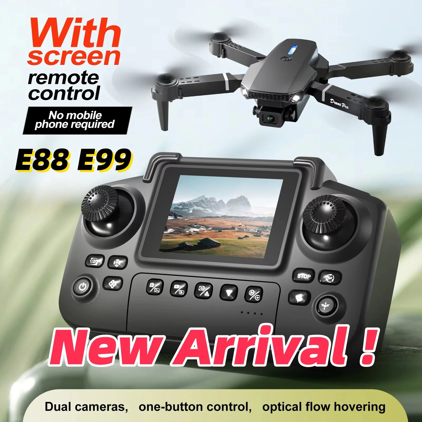 

2026 Hot New E88 E99 Screen-controlled Light Mini 8K Drone Camera Optical Flow Remote Control Aircraft Mavic Original Toys gift