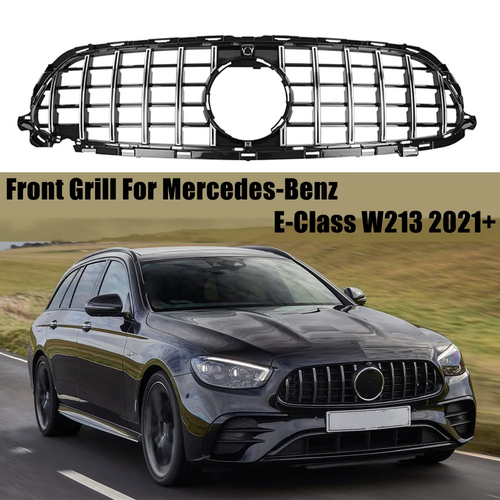 

For Mercedes-Benz E-Class W213 2021 2022 Car Front Bumper Grill GT Style Racing Grille E300 E350 E450 Replacement Parts