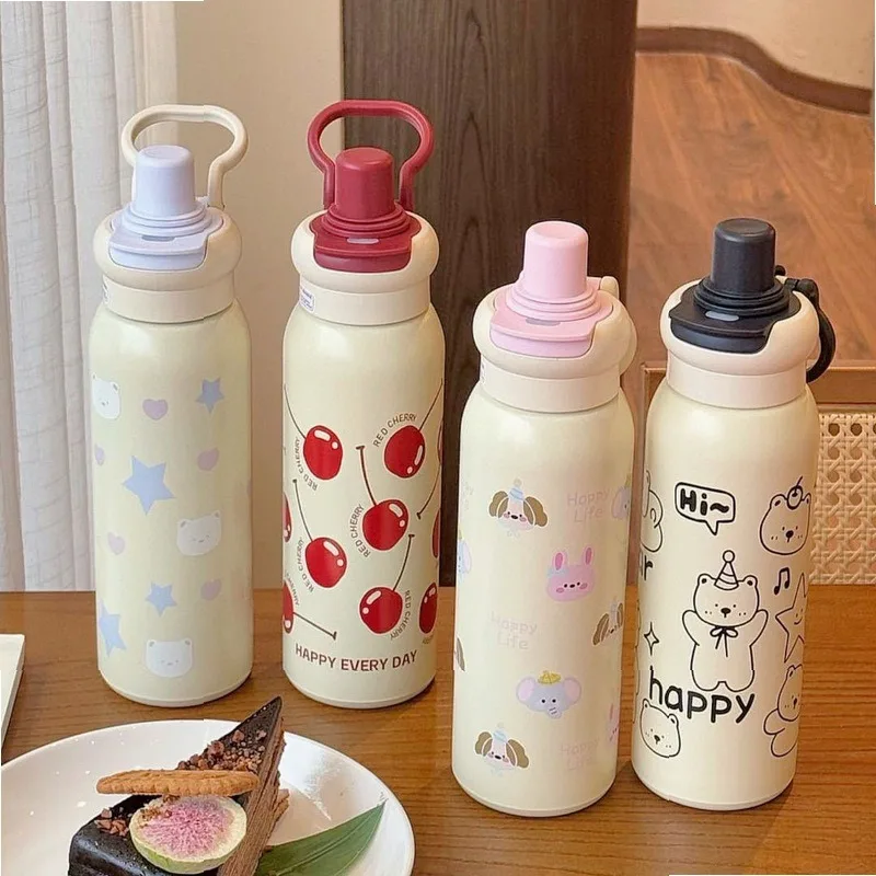 Simplicity Adorable Ceramic Coating Insulated Tumbler High looks Large Capacity Car Straw Cup for Students office staff Outdoor