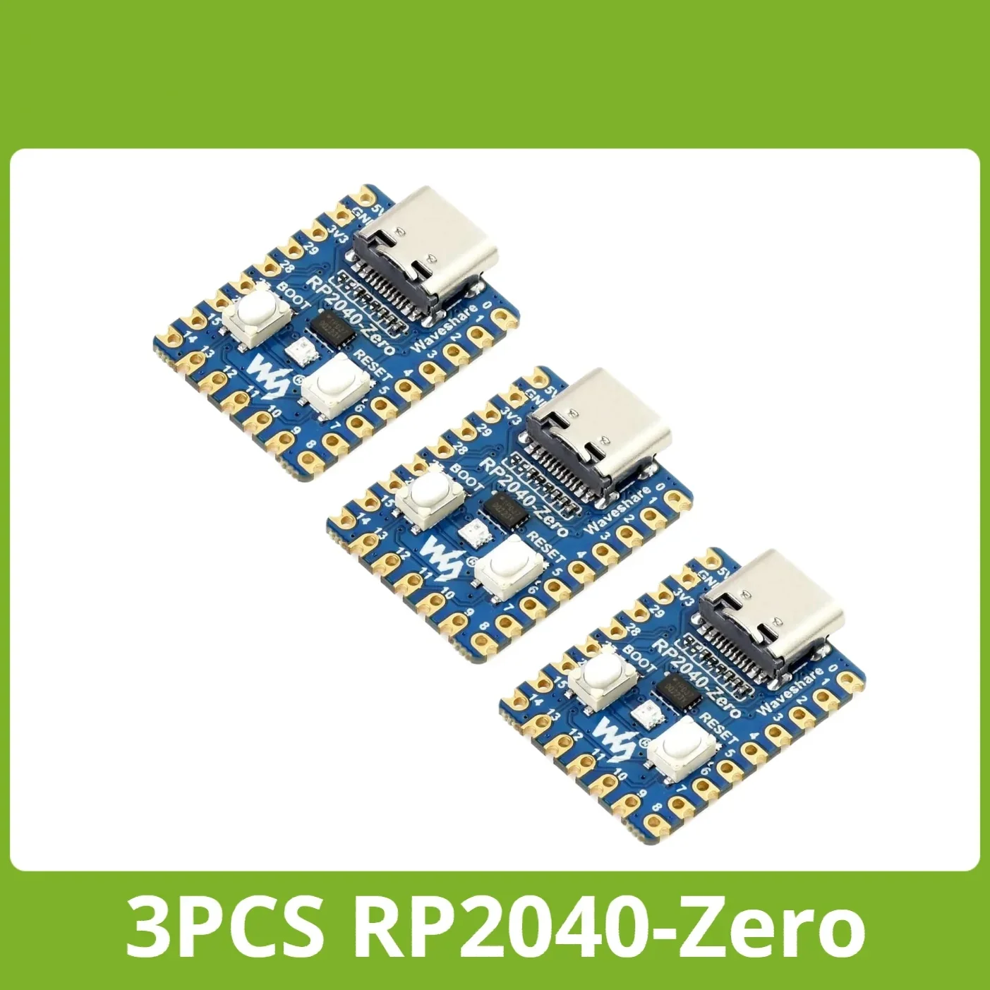 3 PCS Waveshare RP2040-Zero Based On Raspberry Pi Microcontroller RP2040 A Low-Cost High-Performance Pico-Like MCU Board