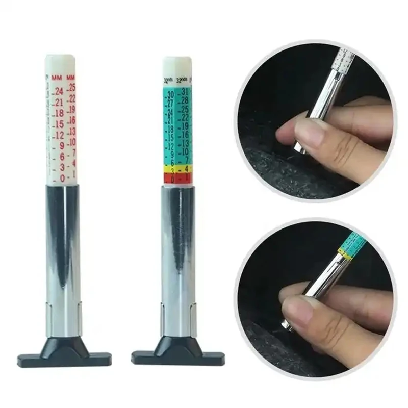 Mini Car Tire Depth Tread Tester Metric Tyre Pattern Thickness Detection Tool Auto Motorcycle Bike Tire Measurement