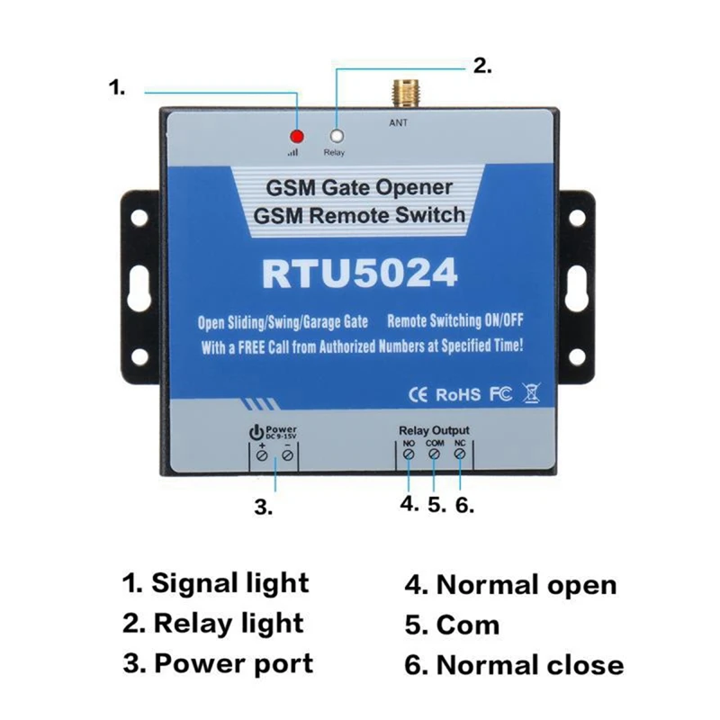 Imagem -03 - Gsm Portão Abridor Interruptor de Relé Controle Remoto Porta Acesso Porta Abridor sem Fio Rtu5024 2g 850 Mhz 900mhz 1800 Mhz 1900mhz