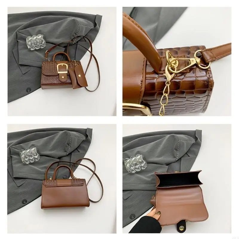 Fashionable 2 Pieces Set Tekstur Tangan Tas Bahu Kulit PU 20CA
