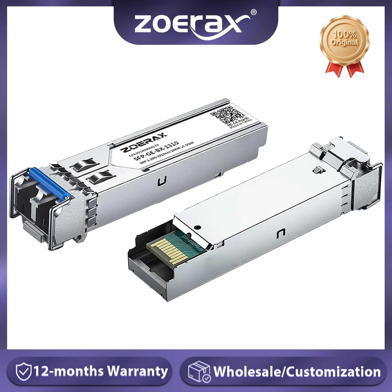 

ZoeRax 1.25G LC SFP Single-mode Duplex Optic Module LC Gigabit SFP Fiber Transceiver Module 1000 Base LX 1310nm up to 20km DDM