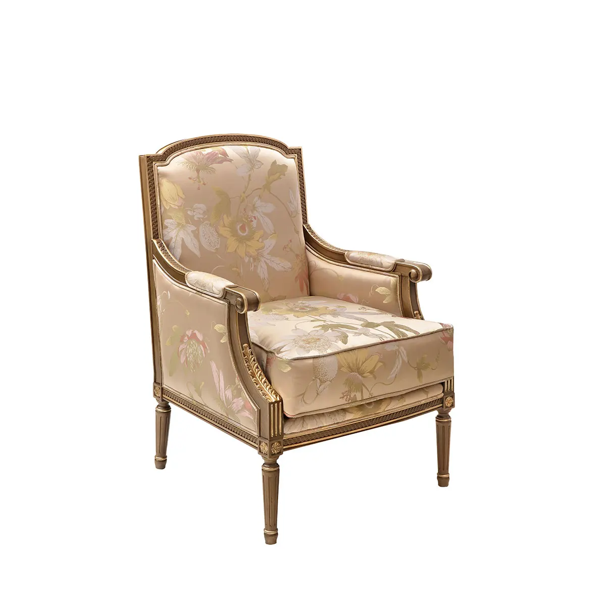 !@Carefully Selected Quality Materials Classical French Style Designs Luxury Nordic Solid Wooden Armchair for Mansion