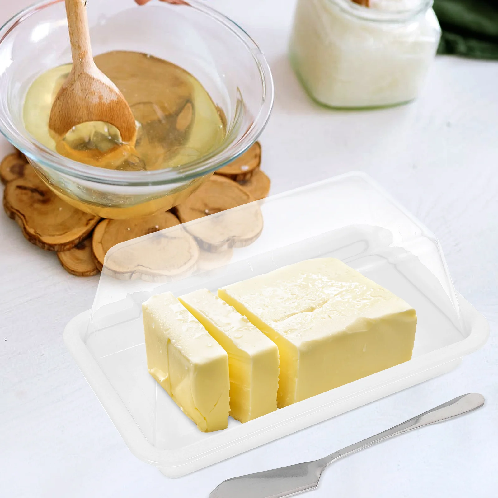 

Storage Box Airtight Plastic Container For Kitchen Home Use Dustproof Moisture Fresh Keeping Cheese Tray Butter Keeper