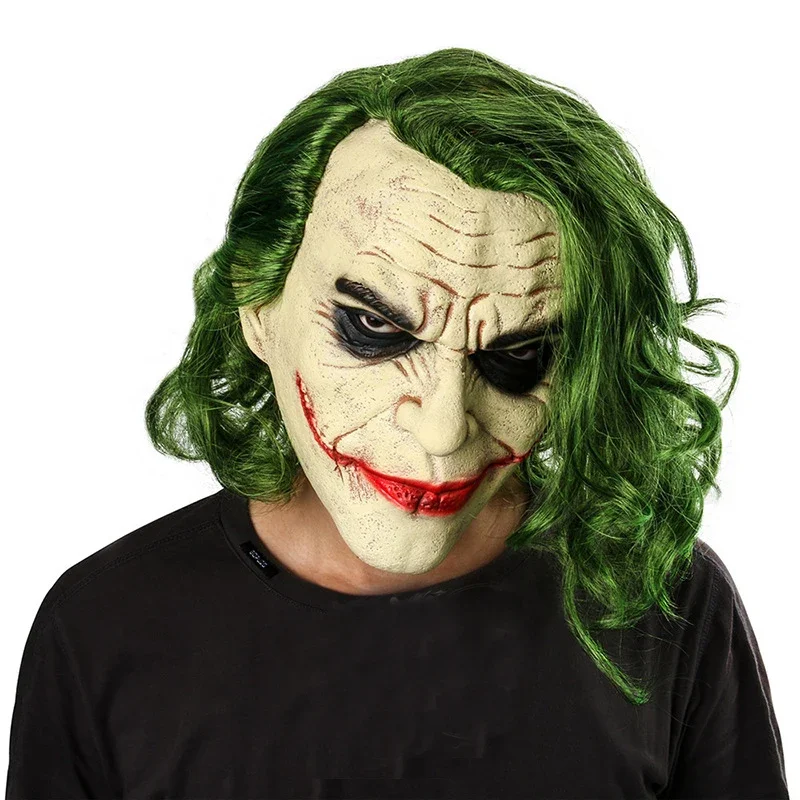 Máscara de payaso del Joker, accesorios de Cosplay de Halloween, máscaras de látex para adultos, fiesta de vacaciones, Carnaval, actuación, Video, película, broma, miedo