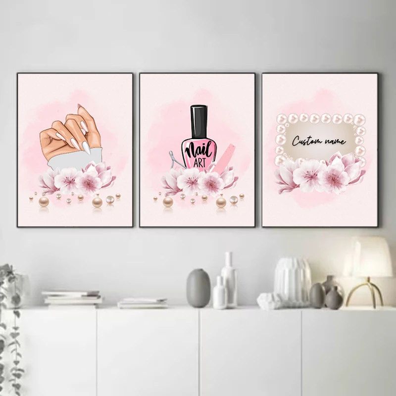 Pink Nail Polish Tech Fashion Nordic Prints And Posters Canvas Painting Wall Pictures Manicure Store Beauty Salon Home Decor