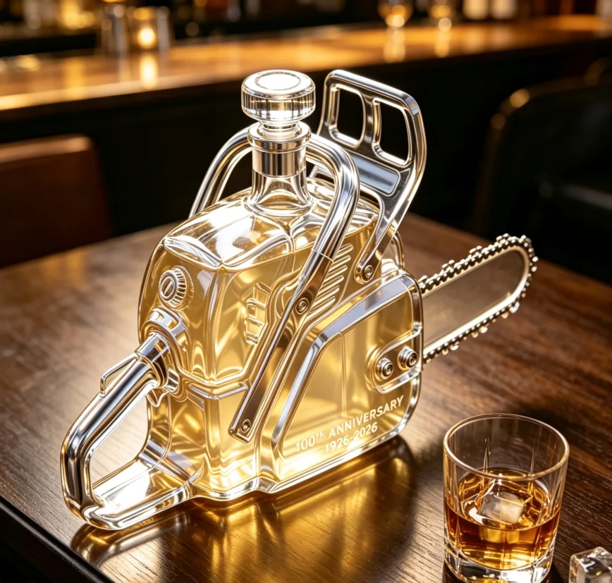 Art‑Shaped Clear Glass Liquor Decanter, Unique Whisky Spirits Brandy Storage Bottle for Home Bar Display & Festival Gift