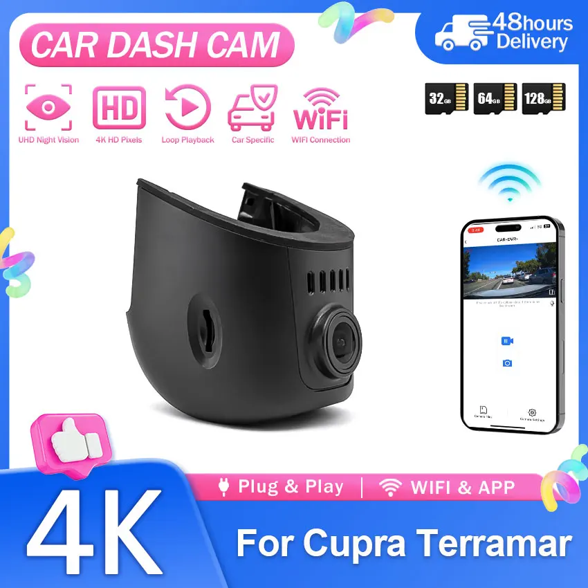 4K UHD For Cupra Terramar 2024 2025 2026 Night vision Plug and Play Wifi Video Recorder Dash Cam Car Dvr Camera