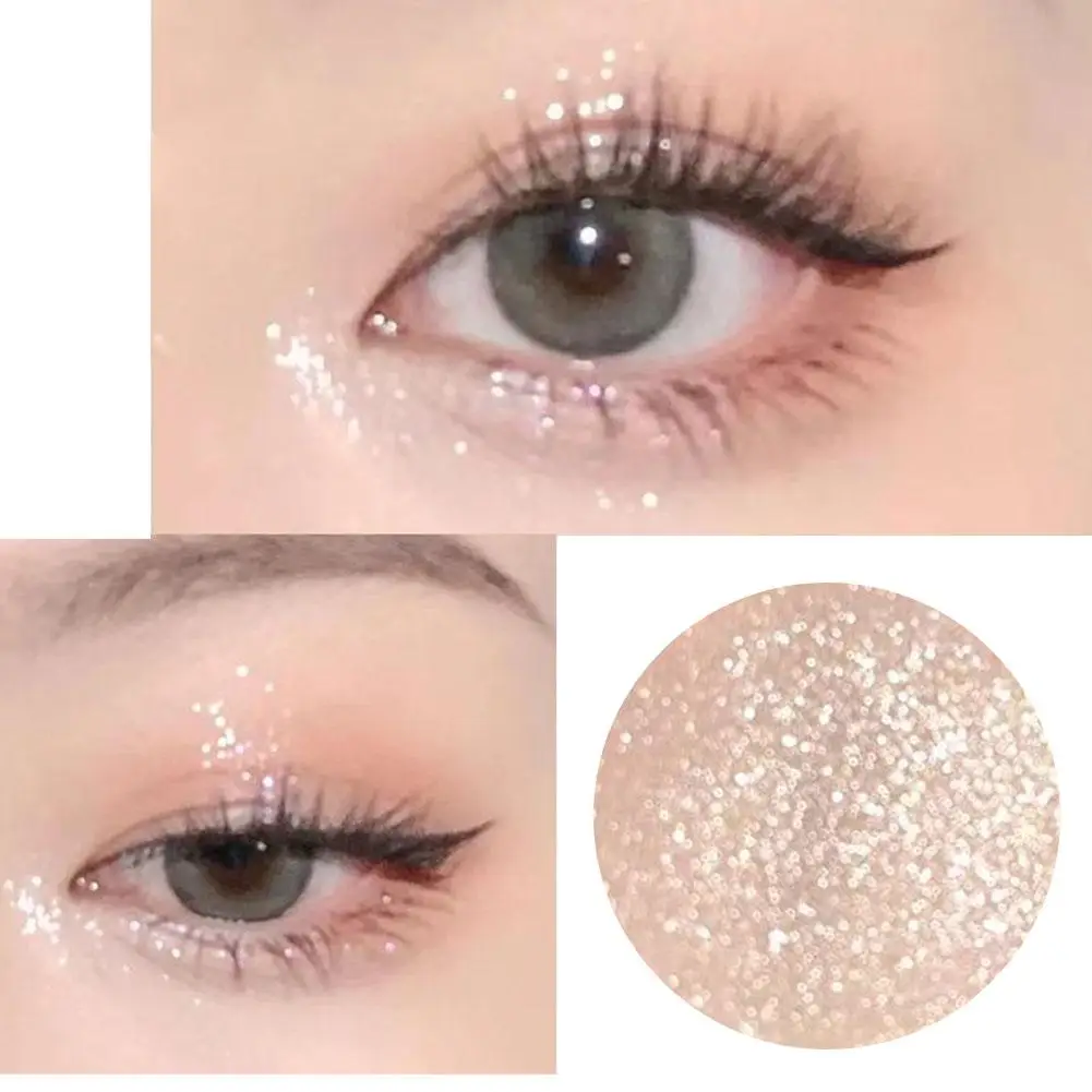 Glitter Eyeshadow Brighten Eyes Make Up Waterproof Monochrome Shadow Shimmer Pigmented Cosmetics Women Eye Highlighter Pale L8j6