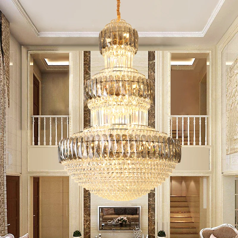 European-style Luxury Villa Duplex Building Crystal Long Chandelier High-end Restaurant Hotel Lobby Sales Department Light