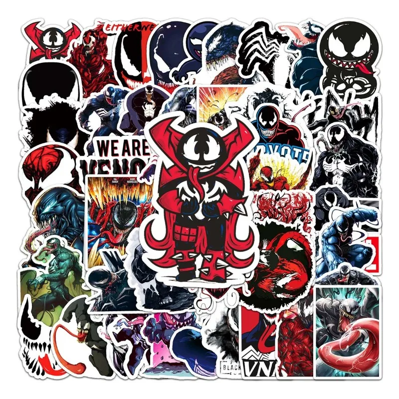 50 Uds. De pegatinas de grafiti Venom, pegatinas personalizadas de dibujos animados de Marvel, monopatín DIY, pegatinas para maleta para portátil, regalo al por mayor