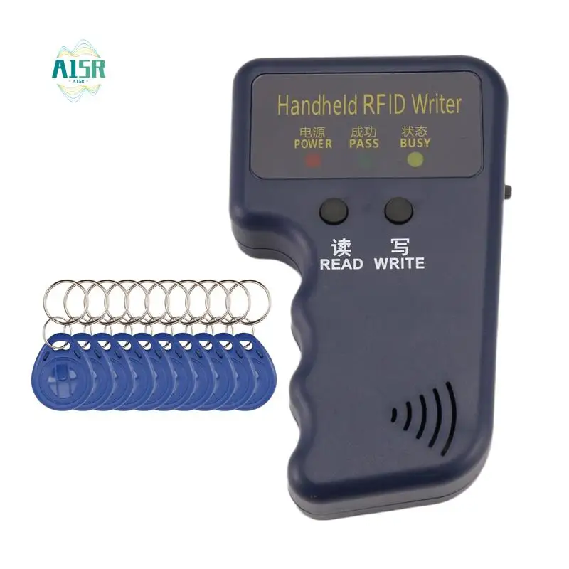 

A15R -Handheld 125Khz RFID Reader Writer Duplicator Copier, Upgrade ID Card Cloner Programmer, With 10Pcs Rewritable Cards