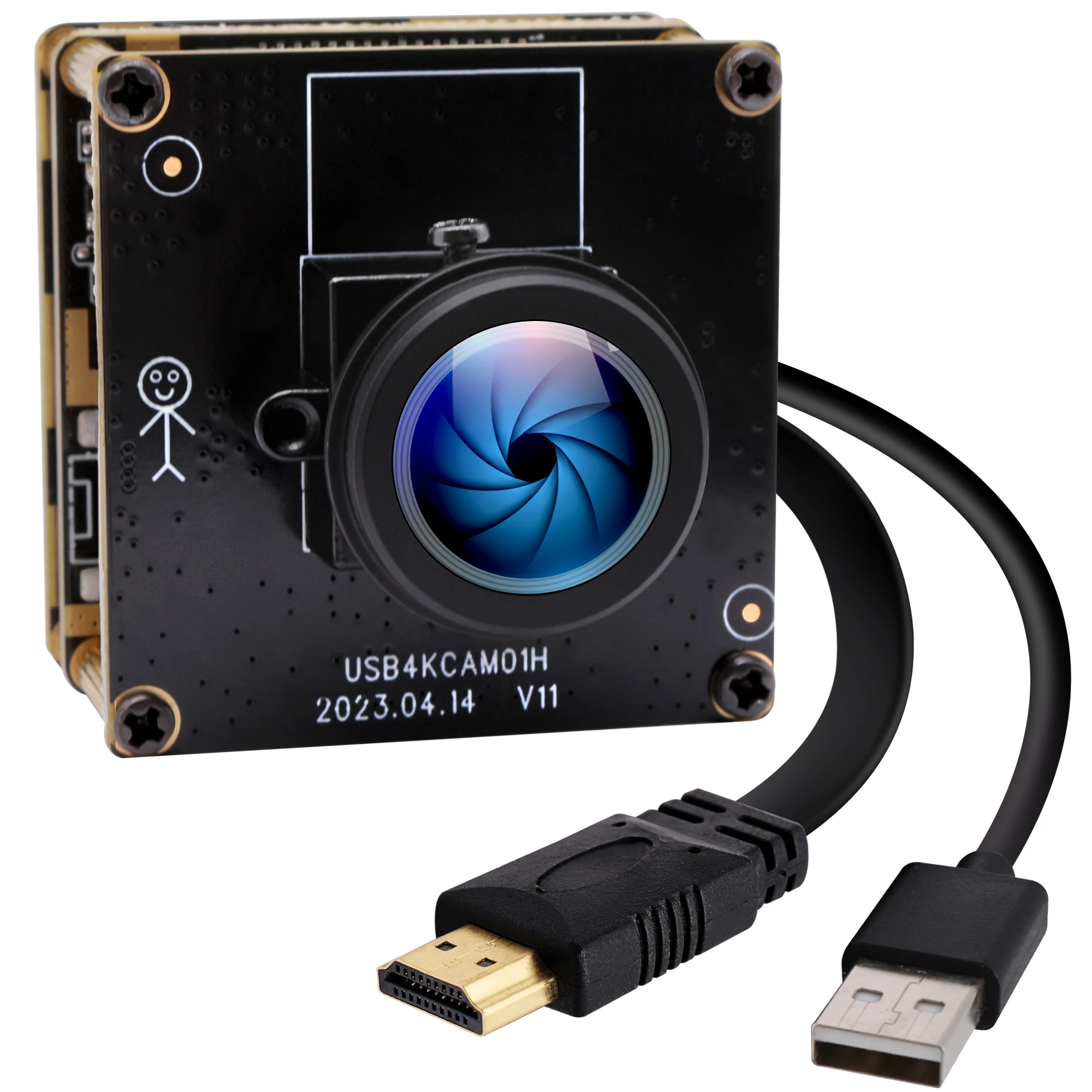 HD MI USB Camera 4K Webcam USB HD MI Simultaneous Output H.265 USB Camera Module with 180 Degree Fisheye Lens for Teaching