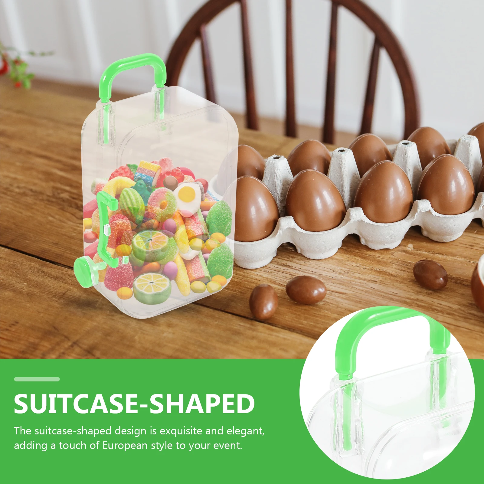 

12 Pcs Transparent Trolley Case Suitcase Party Favors Wedding Candy Boxes Mini Green Small Bride