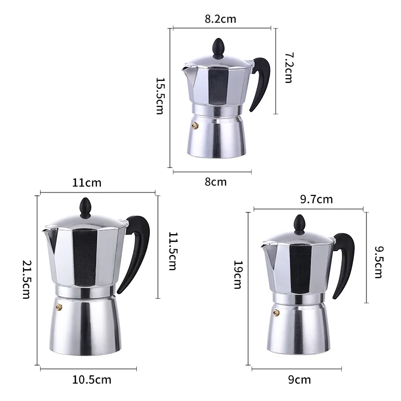 Classic Stovetop Moka Pot, Aluminum Espresso Maker with Replacement Parts, Cuban Coffee Maker for Home & Camping Use