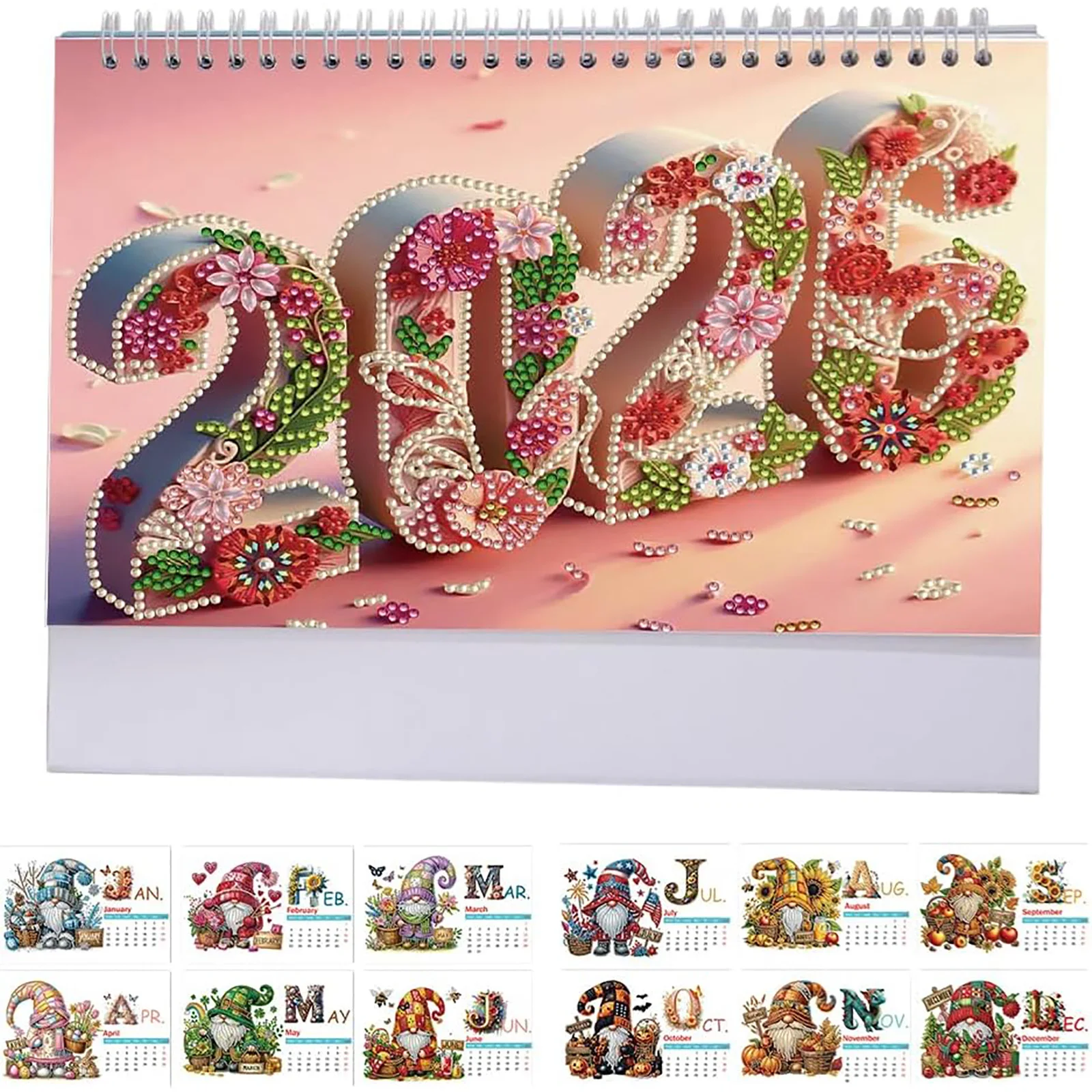 

Календарь на 2026 года, набор календарей с алмазной живописью и бриллиантами неправильной формы, сделай сам, алмазный художественный настольный календарь для домашнего офиса