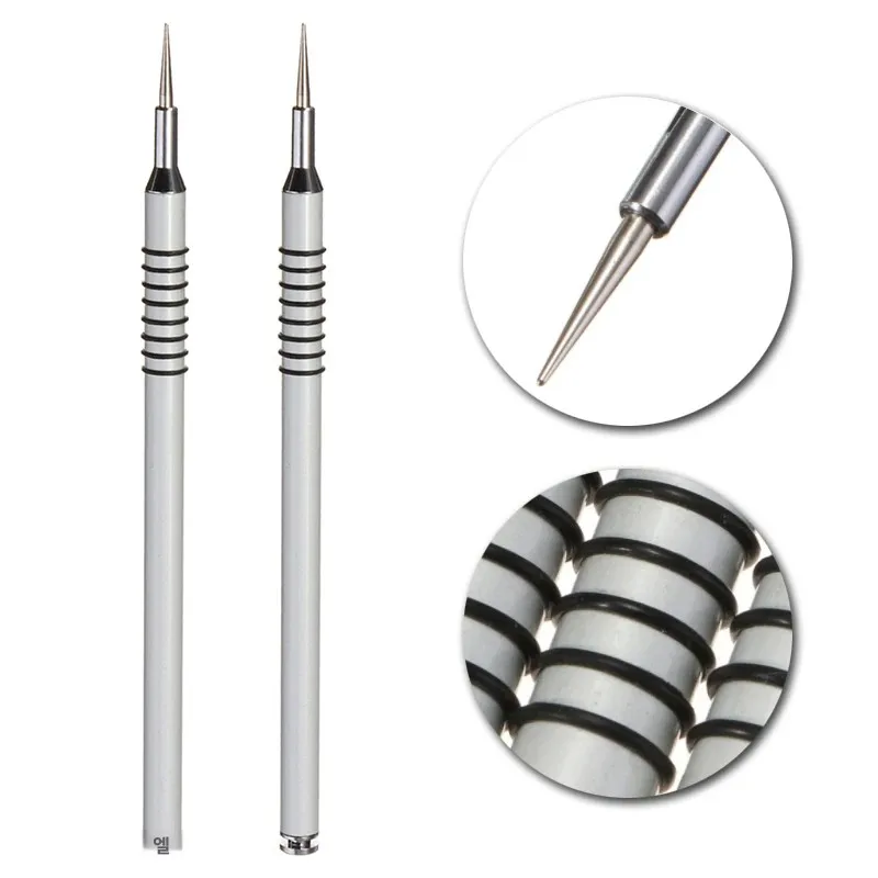 Stainless Steel Nail Art Drawing Painting Pen, Silver Handle, UV Gel Liner, Flower Brush, Easy to Use, 16cm
