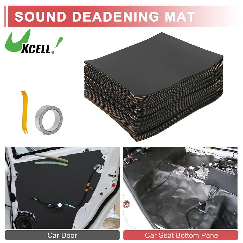 UXCELL 39pcs 40x33cm 4mm 55sqft Universal Sound Deadening Mat Foam Heat Damping Pad Kit with Foil Tape and Installation Tool