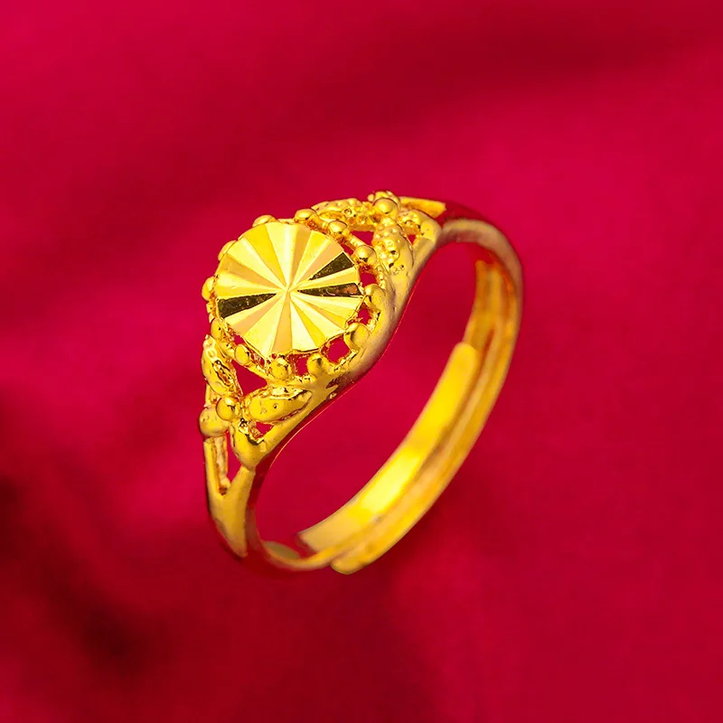 ANIID Ethiopia Dubai Flower Gold Color Arab Rings Resizable For Women Wedding Jewelry African Party Gift Nigerian Jewellery