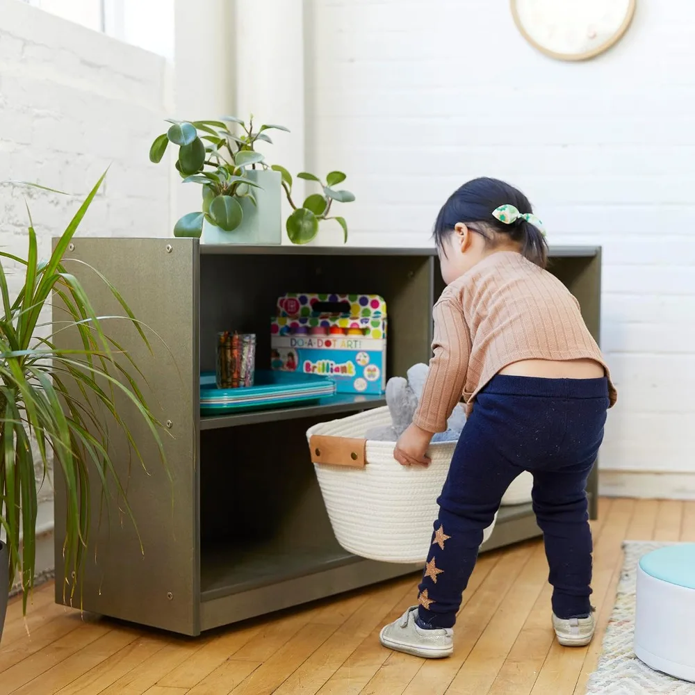 5-Compartment Mobile Storage Cabinet, 24in, Classroom Furniture, Grey Wash