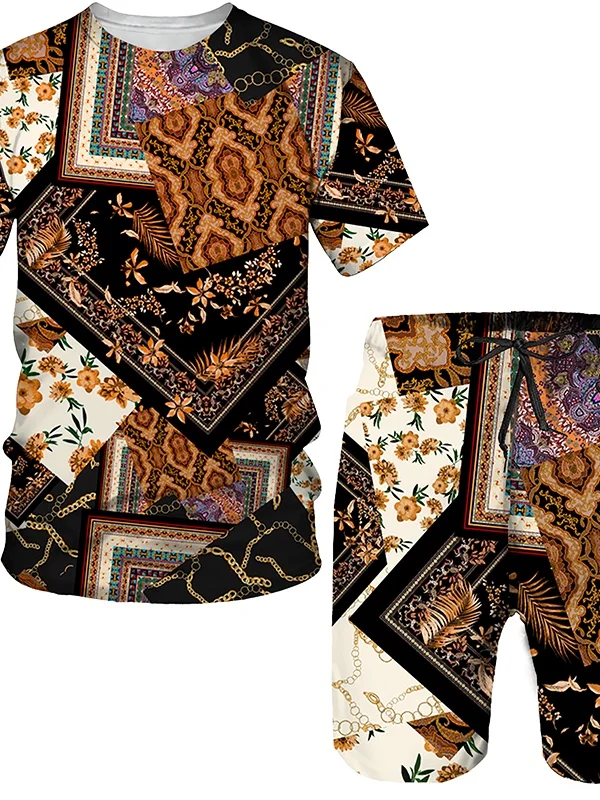 

Свободный повседневный мужской костюм с цифровым принтом, удобная дышащая футболка ort Sve и комплект orts для подростков, весна-лето