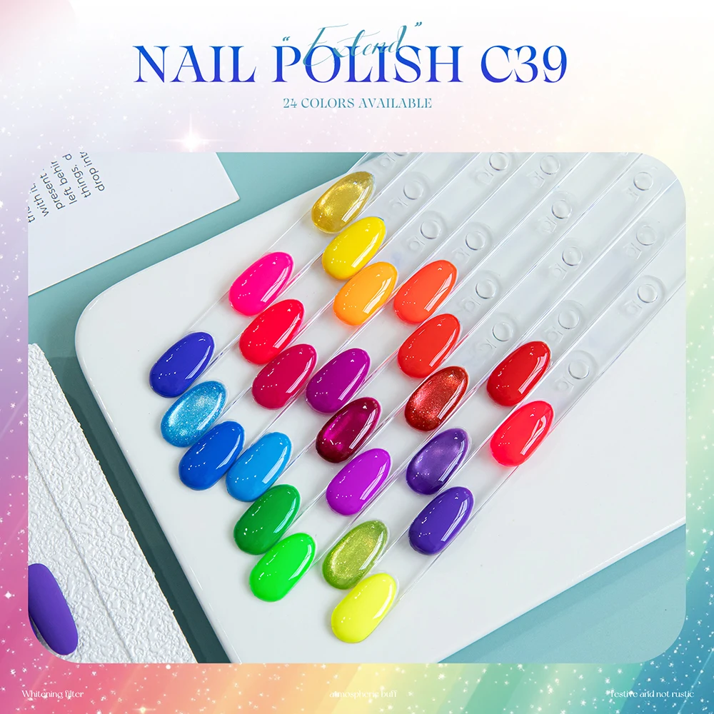 Vendeeni 24 Farben Regenbogen Pure Color Gel Nagellack Set Neon UV LED Soak Off Magnetischer Glitzer Katzenaugen Gel Nagellack mit Display – Detail 6